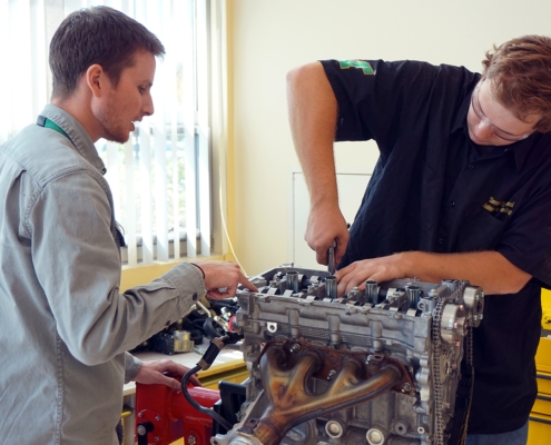 Taconic High School Pittsfield Auto Technology Working on Toyota Camry engine